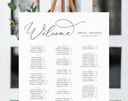 Welcome Wedding Seating Chart Template Table Chart Printable Alphabetical Seating Chart Board Wedding Sign Templett W30