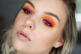 hot pink orange summer makeup look