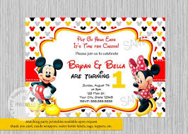 Twins Mickey Minnie Mouse Birthday Invitations Twins Birthday Party Invitations Mickey Party Supplies Printables Invitations Twins Party