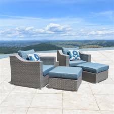 Pc Grey Blue Outdoor Club Chair Set