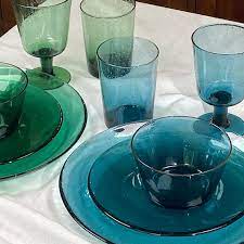 Recycled Bubble Glass Dinner Plates Set