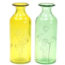 Glass Vase Bottle Yellow