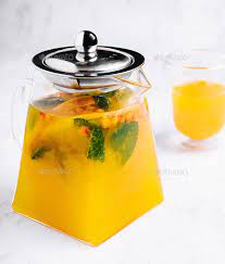 Orange Aromatic Hot Drink In Glass Jar