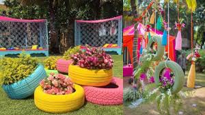 Look at those creative examples and transform your used tires into amazing swings and playground for your kids, colorful garden planters, or useful daily objects and decorations. How To Transform Old Tires Into Diy Planters Or Swings For Kids