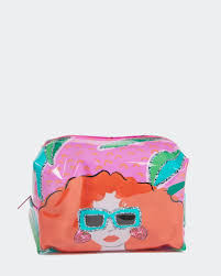 pink savida printed makeup bag