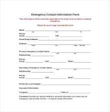 Emergency Contact Card Template Combined With Emergency Contact Card