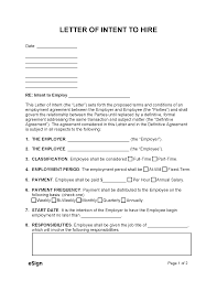 free letter of intent to hire pdf word