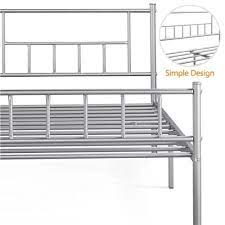 Silver Metal Platform Bed Frame With