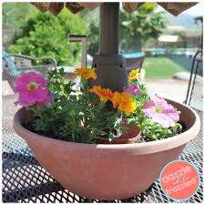 easy diy umbrella table flower planter