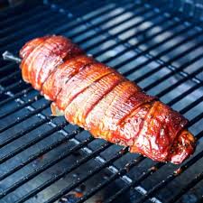 smoked bacon wrapped pork tenderloin on