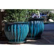 Dia Blue Hana Ceramic Planter