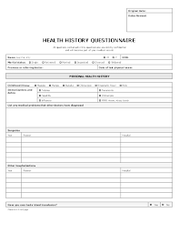 Patient Health History Questionnaire Form Is Required To Be