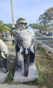 elephant black stone statue temple