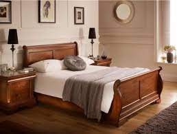 Toulon Wooden Sleigh Bed Mahogany
