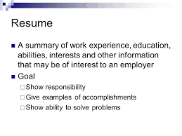 How To Write A Resume Resume A Summary Of Work Experience
