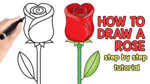 This has been one of my most popular tutorials but one of the ugliest so i decided to give it a revamp for the new year. How To Draw A Rose Step By Step Drawing Tutorial Youtube
