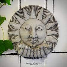 sun hand plaque hand cast stone garden