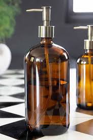 amber tinted glass soap dispenser
