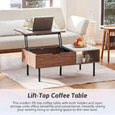 Coffee Table W Pop Up Desktop Shelf