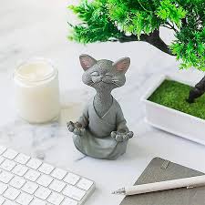Meditation Statue Cat Statue Zen Yoga