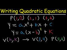Writing Quadratic Equations In Vertex