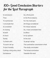 100 good conclusion starters for the