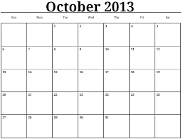 2013 October Calendar Template