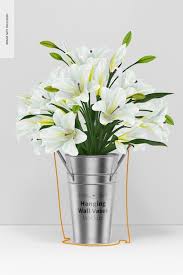 Hanging Wall Vase With Flowers Mockup