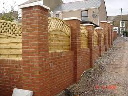Garden Wall With Brick Pillars And