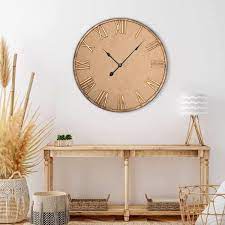 24 In Vintage Silent Non Ticking Big Rustic Farmhouse Wall Clocks Country Rustic Gold
