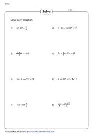 Solving Equations Printable Math