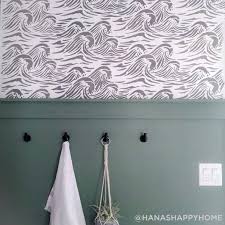 Sea Wave Wall Stencil Pattern