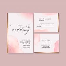 Watercolor Wedding Card Template With Brushstrokes Vector