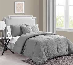 Crinkle 4pc King Comforter Set Grey