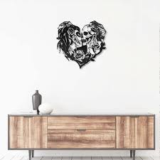 Sugar Skull Heart Metal Wall Art With