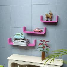 Pink And Mdf Color Wall Shelves