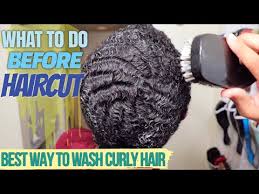 wash curly hair for a cut