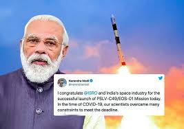 Isro launches pslv with new earth observation satellite. Indian Pm Modi Congratulates Isro For The Launch Of Pslv C49 Newstrack English 1
