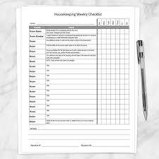 Printable Housekeeping Weekly Checklist Editable Pdf Personal Housekeeper Or Small Hotel Motel Employee Task List Pdf Instant Download