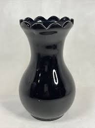 Vintage Black Amethyst Glass Vase With