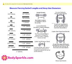 Ear Gage Size Chart Piercing Gauges Chart Nipple Bar Size