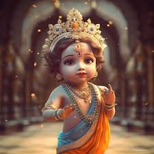 baby krishna wearing crown
