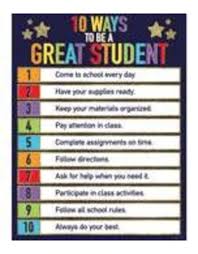 Glitter 10 Ways To Be A Great Student Chart