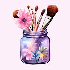 makeup brushes in a gl jar