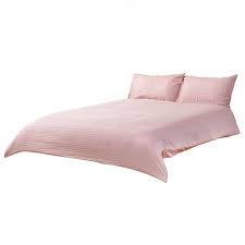 single sateen stripe bedding set pink