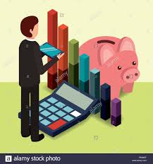 Piggy Bank Calculator Stock Photos Piggy Bank Calculator