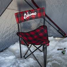Comfortable soft padded fabric seat and back. Plaid Xl Folding Ice Chair Eskimo Ice Fishing Gear