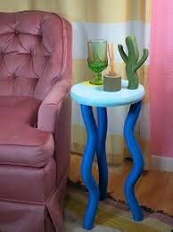Colorful Wavy Side Table Fun Blue