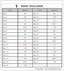 30 Squat Challenge Chart Template To Print