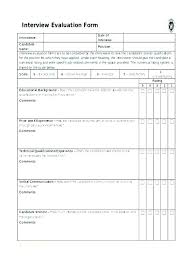 Interview Form Template Unique Sample Evaluation Example